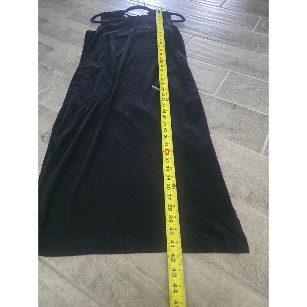Tasc Performance Black Organic Cotton Bamboo Sleeveless Midi Dress Small Pockets - Picture 4 of 6
